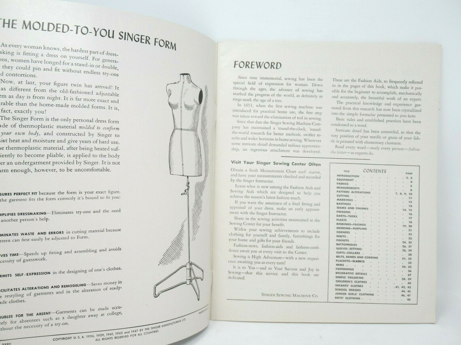 Vtg SINGER Sewing Dressmaking Guide 1947 2 Copies