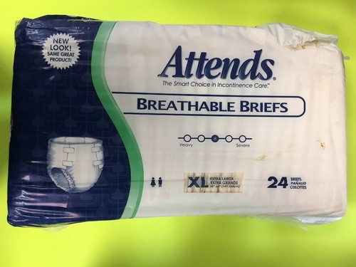 3 X Attends Breathable Adult Briefs XL - X-Large 24 Count Extra Lg 58