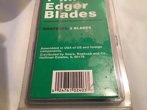 2 Craftsman Replac. 7 In. Edger Blades 85719 Fits Model 358-79240 NEW In Pkg.