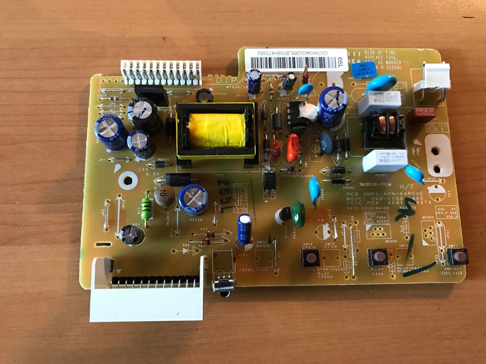 Samsung DVD-C500 DVD Player Power Supply Board AK94-00265L Samsung DVD-C500 DVD Player Power Supply Board AK94-00265L