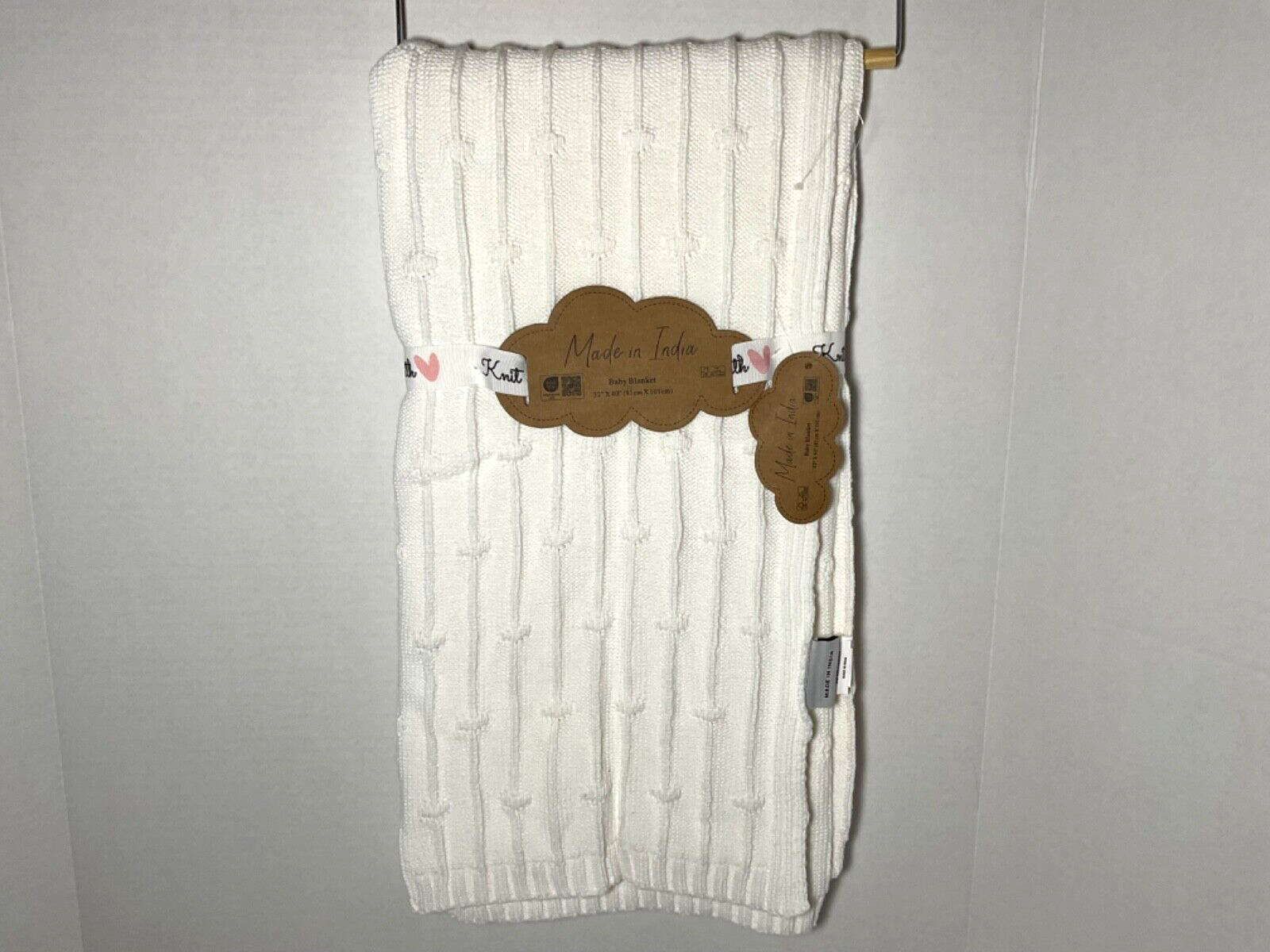 Made In India Knit 32'' X 40" Cotton White Brand New