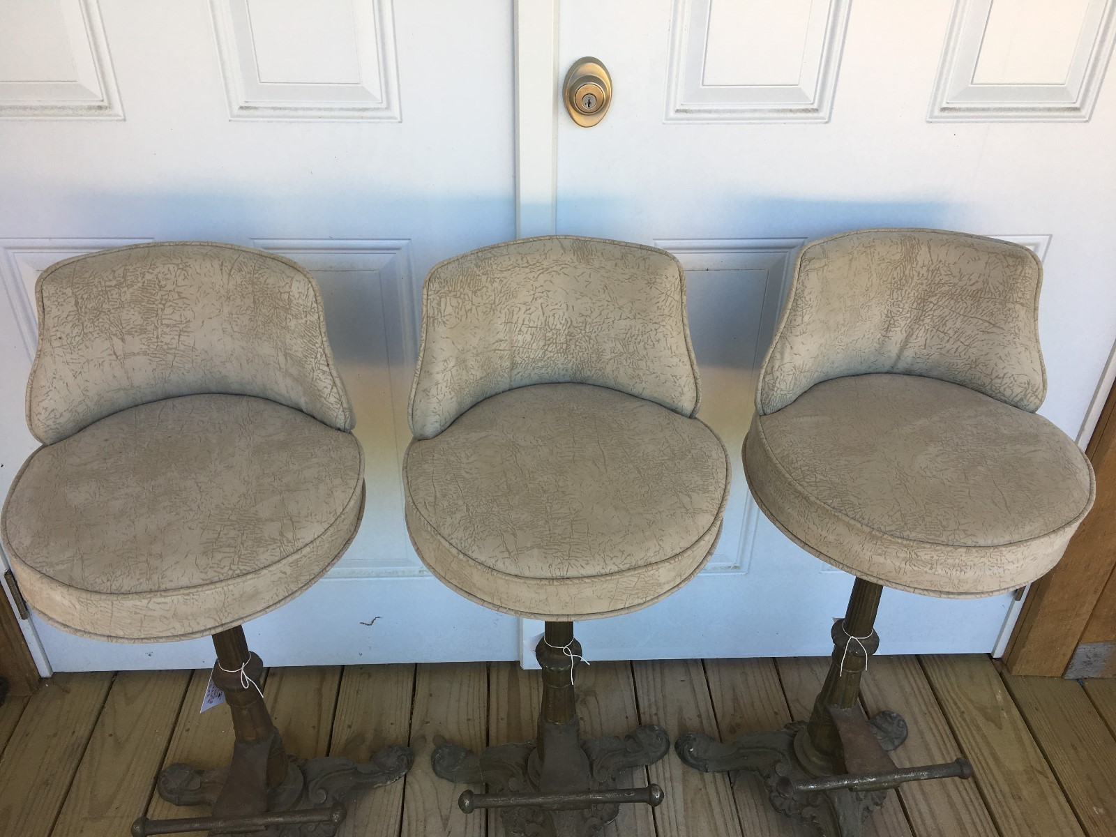 3 Haasbrook Sonderguard ANTIQUE BAR STOOLS CAST IRON