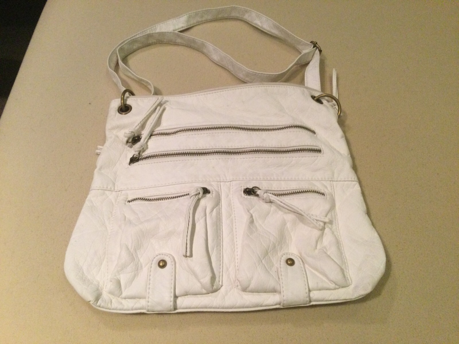 NEW Ladies 12X14 White Imitation Leather Bag Pocketbook w