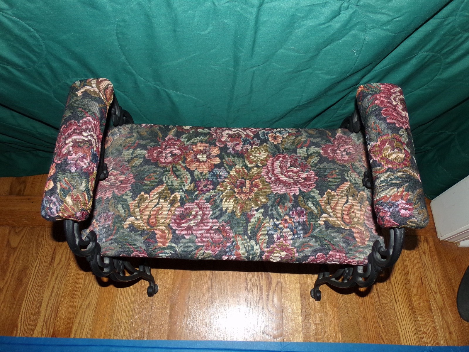 Vintage Victorian Cast Iron Bench With Side Arms Ornate Cast Iron Frame