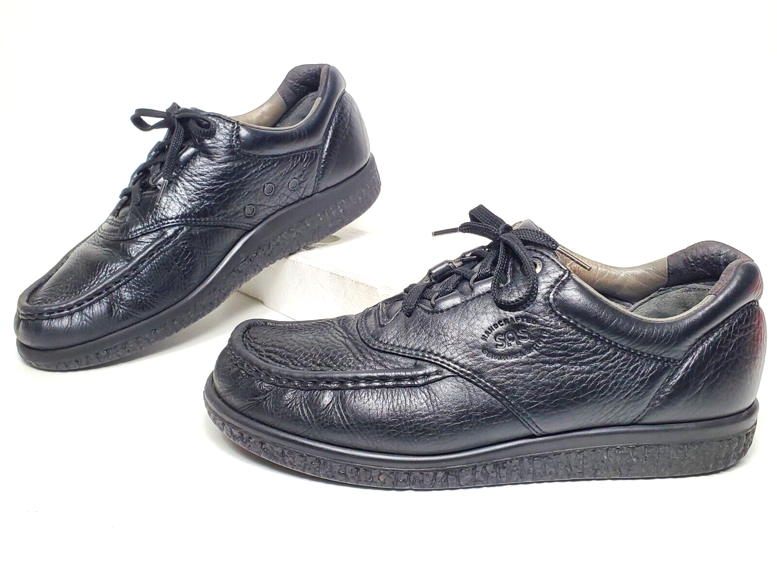 SAS PATHFINDER Handcrafted Black Pebbled Leather Moc Toe
