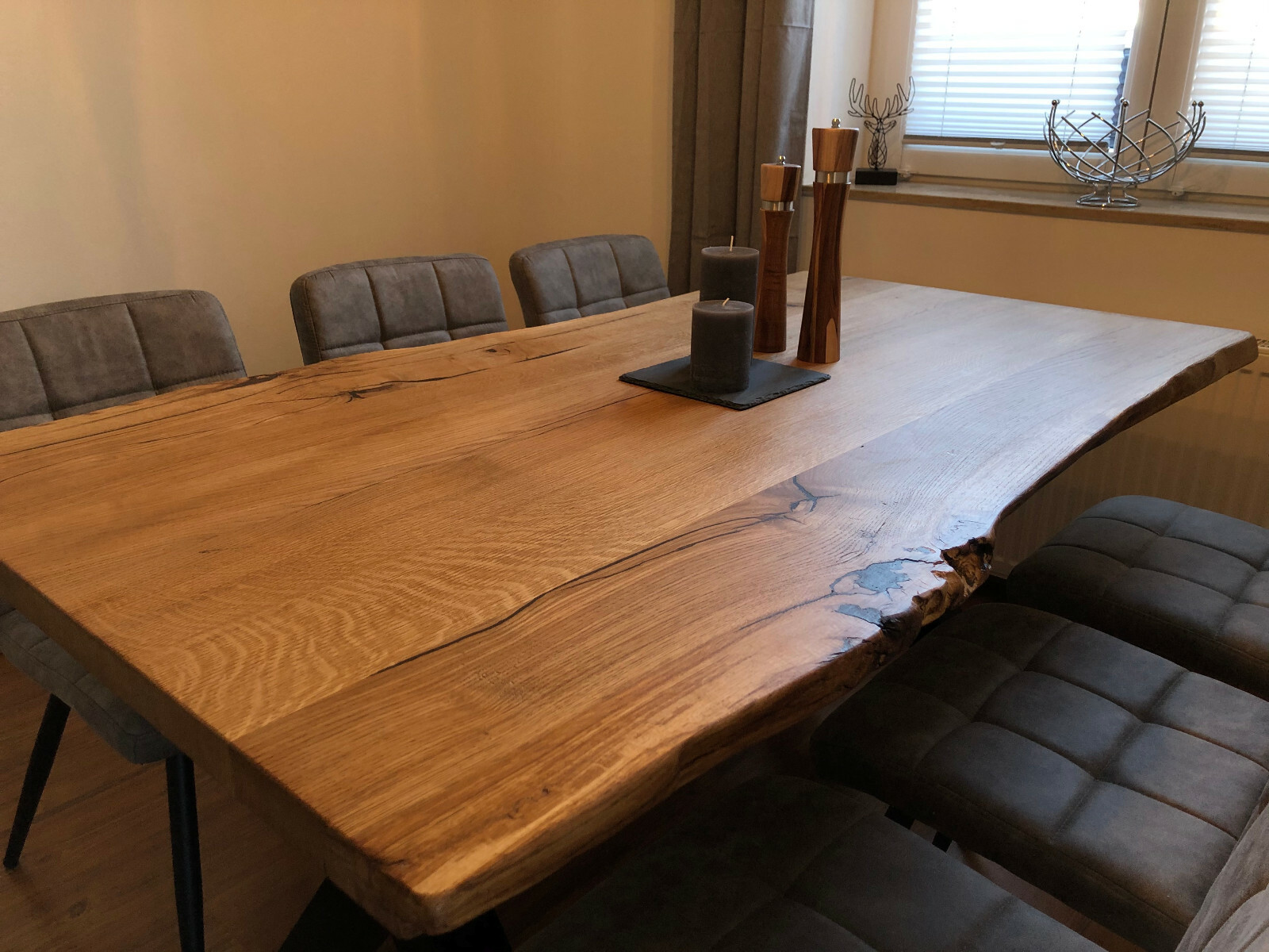 Tischplatte Küchentisch Esszimmertisch Eiche massiv, geölt, Baumkante