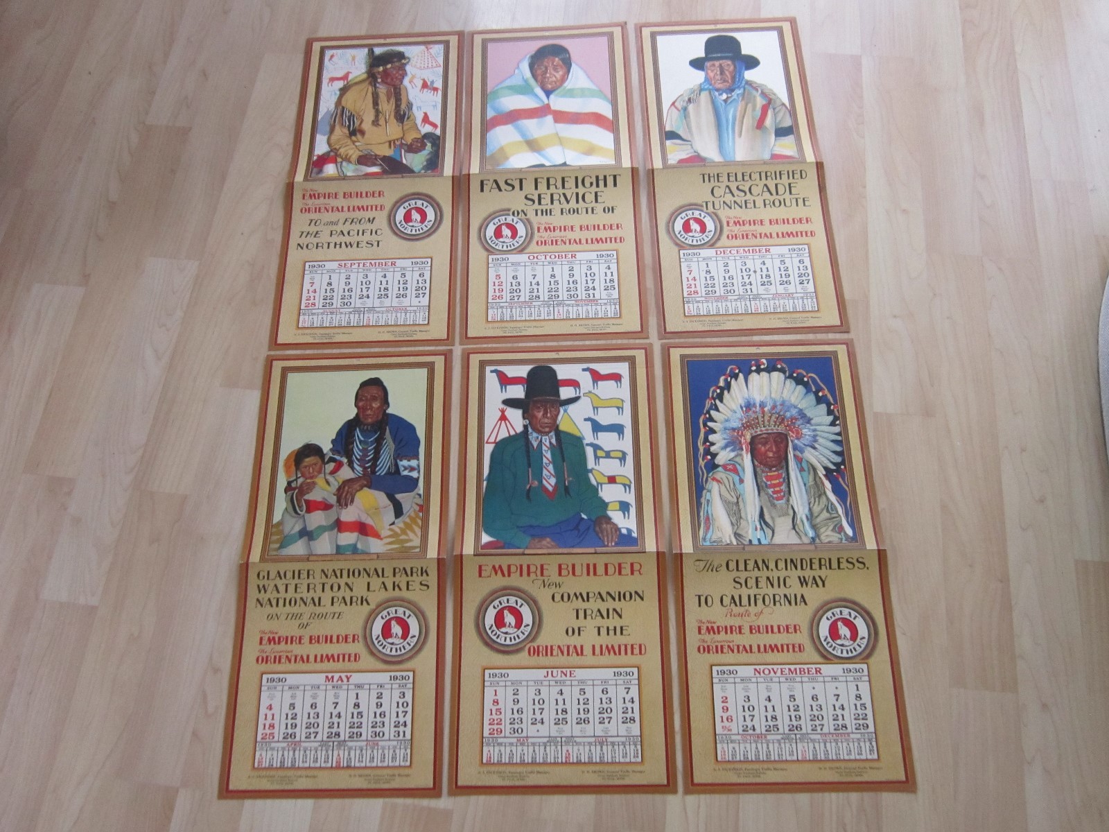 6 Winold Reiss Original 1930 Great Northern Railway Calendars