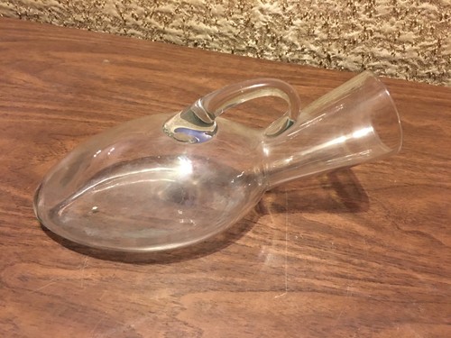 Vintage Clear Glass Female Hospital Urinal With Applied Handle 0-16 Ounce Scale