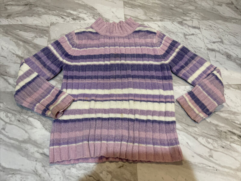Girls Covington Purple Striped Sweater Size Medium 10/12