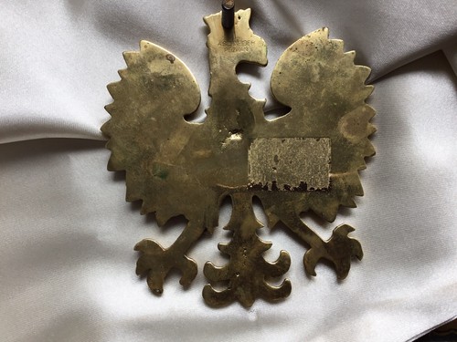 Vintage Polish Eagle Brass Wall Plaque Made In Poland Used