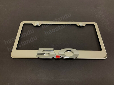 1x ''5.0'' ForMustang GT 3D Emblem STAINLESS STEEL License Plate Frame +Screw Cap