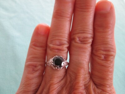 Pre-owned Real Black Diamonds Inc 2.25ct Real Black Diamond Ring,vintage Edwardian Style,appraisal,free Dia Tester