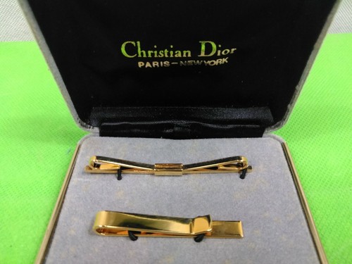 Christian Dior New York Vintage Tie Bar Set NIB Men Tie Clasp Tie Bar Set