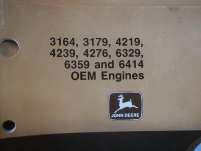 #16 John Deere 3164 3179 4219 4239 4276 6329 6359 6414 oem ENGINES  Manual e1