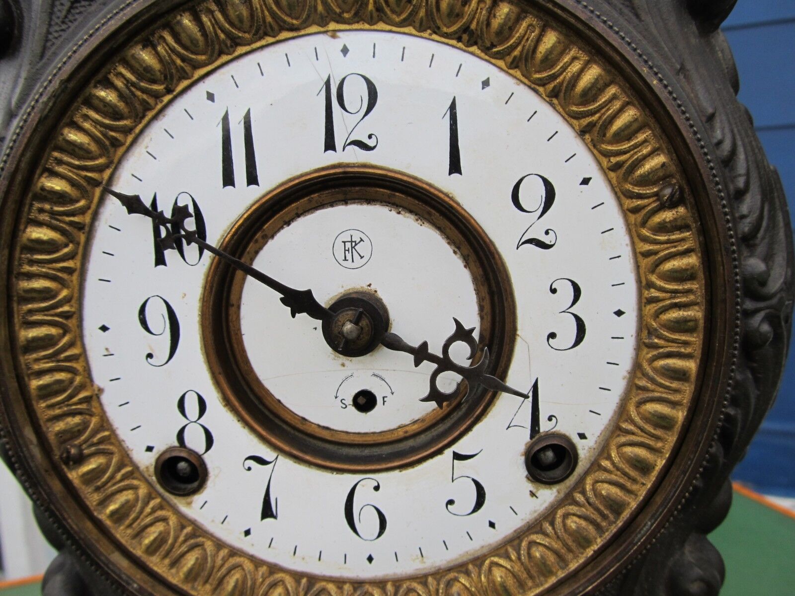 LG Antique Florenz Kroeber ARIZONA Aesthetic Movement Spelter Mantel Clock 20
