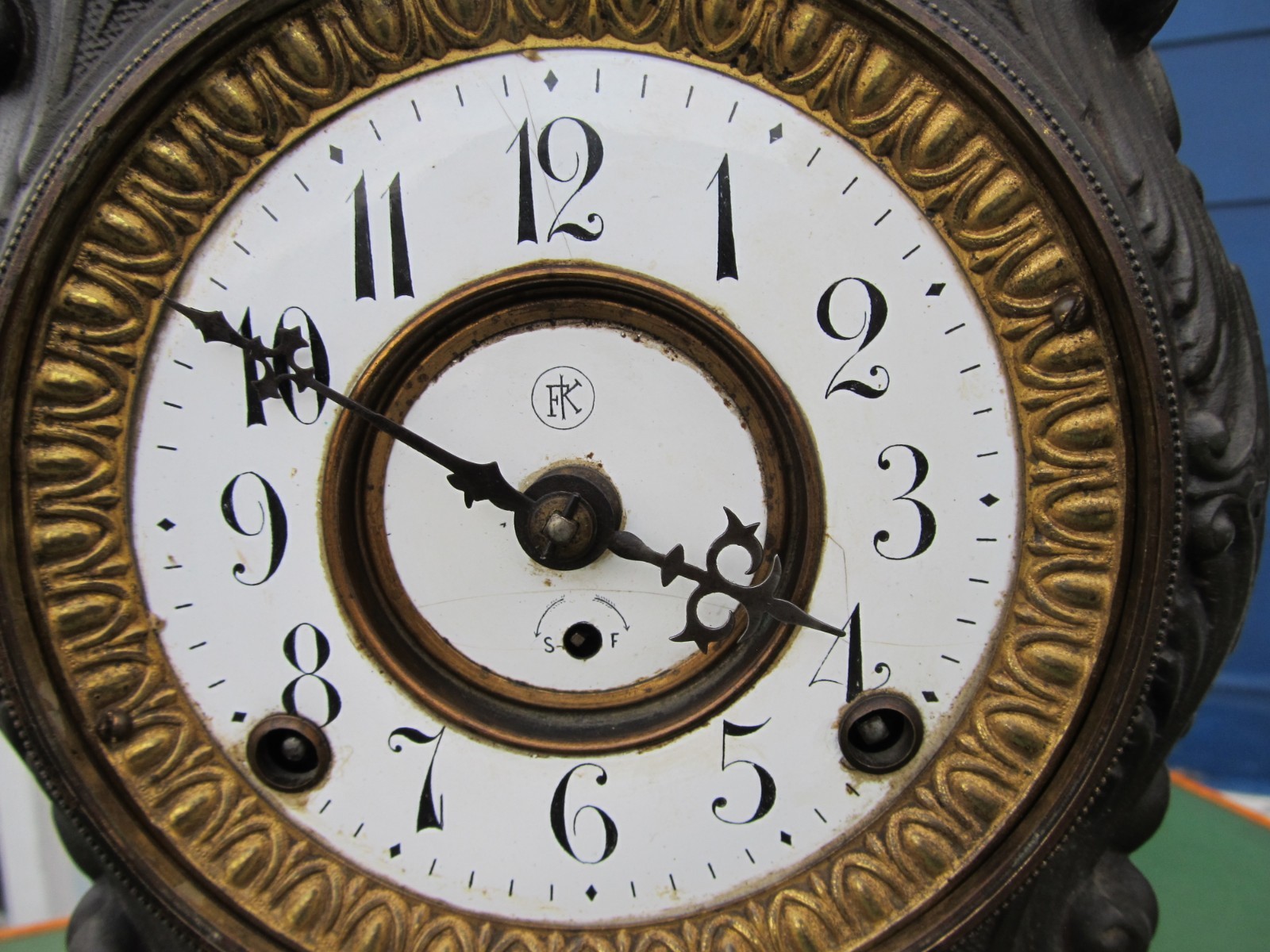 LG Antique Florenz Kroeber ARIZONA Aesthetic Movement Spelter Mantel Clock 20