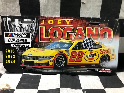 Joey Logano #22 '18 '22 '24 NASCAR Cup Series 3x Champion License Plate 12'' X 6''