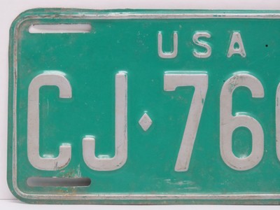 United States Forces in Germany License Plate CJ-7660 1966-1973 Series