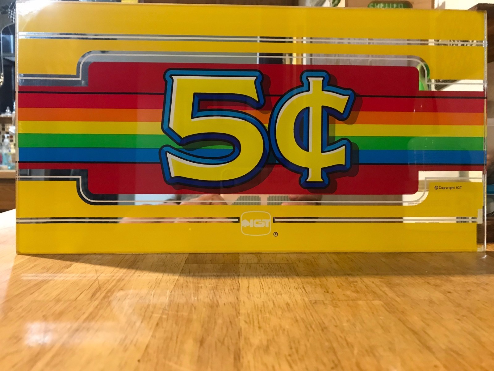 Vintage Slot Machine Glass IGT 5 Cent Rainbow Mirrored Yellow Belly Glass 8