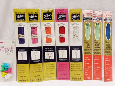 New Vintage Zippers.(5) TALON, (3) J&P COATS plus Invisible Zipper Foot
