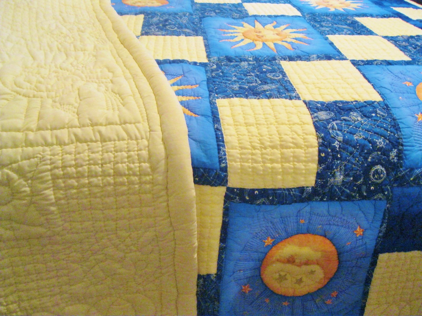 King/Queen Moon & Sun One of a Kind Cotton quilt Double Batting for extra warmth