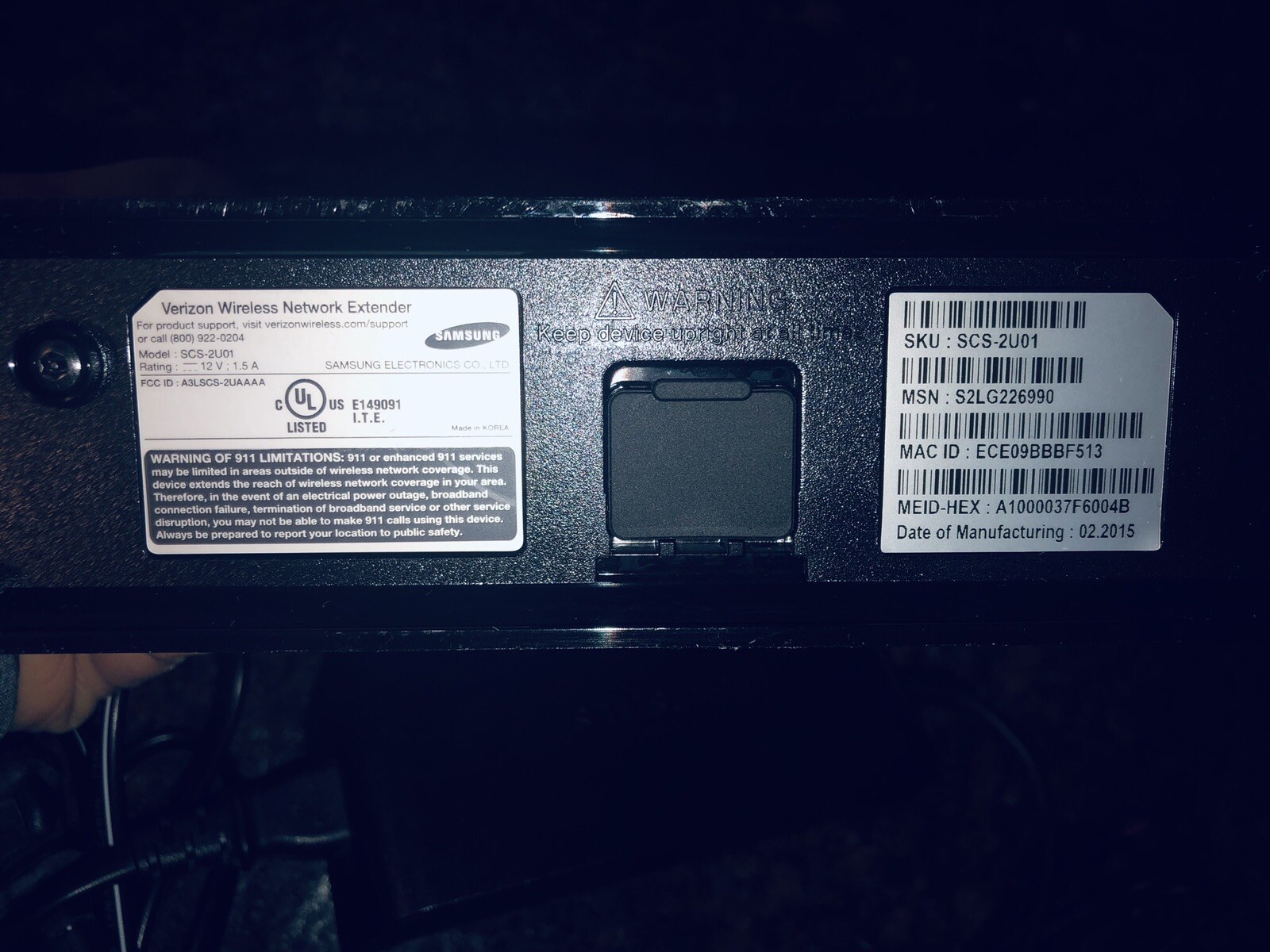 Samsung Verizon Wireless Network Extender SCS-2U01 Cell Signal Booster Used