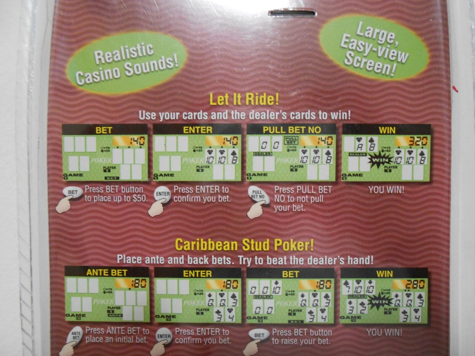 Tiger 2003 Poker Casino Game Handheld Electronic NEW Caribbean Stud Poker