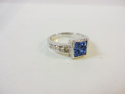 New!  Silver Tone Ring  With Blue Stones   Size 7