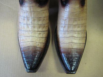 Pre-owned Los Altos Boots Los Altos Beige Genuine Snip Toe Crocodile Western Cowboy Boot (ee+) 928215
