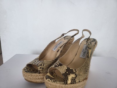 New in Box Jimmy Choo Python Print Slingback Wedge Size 40