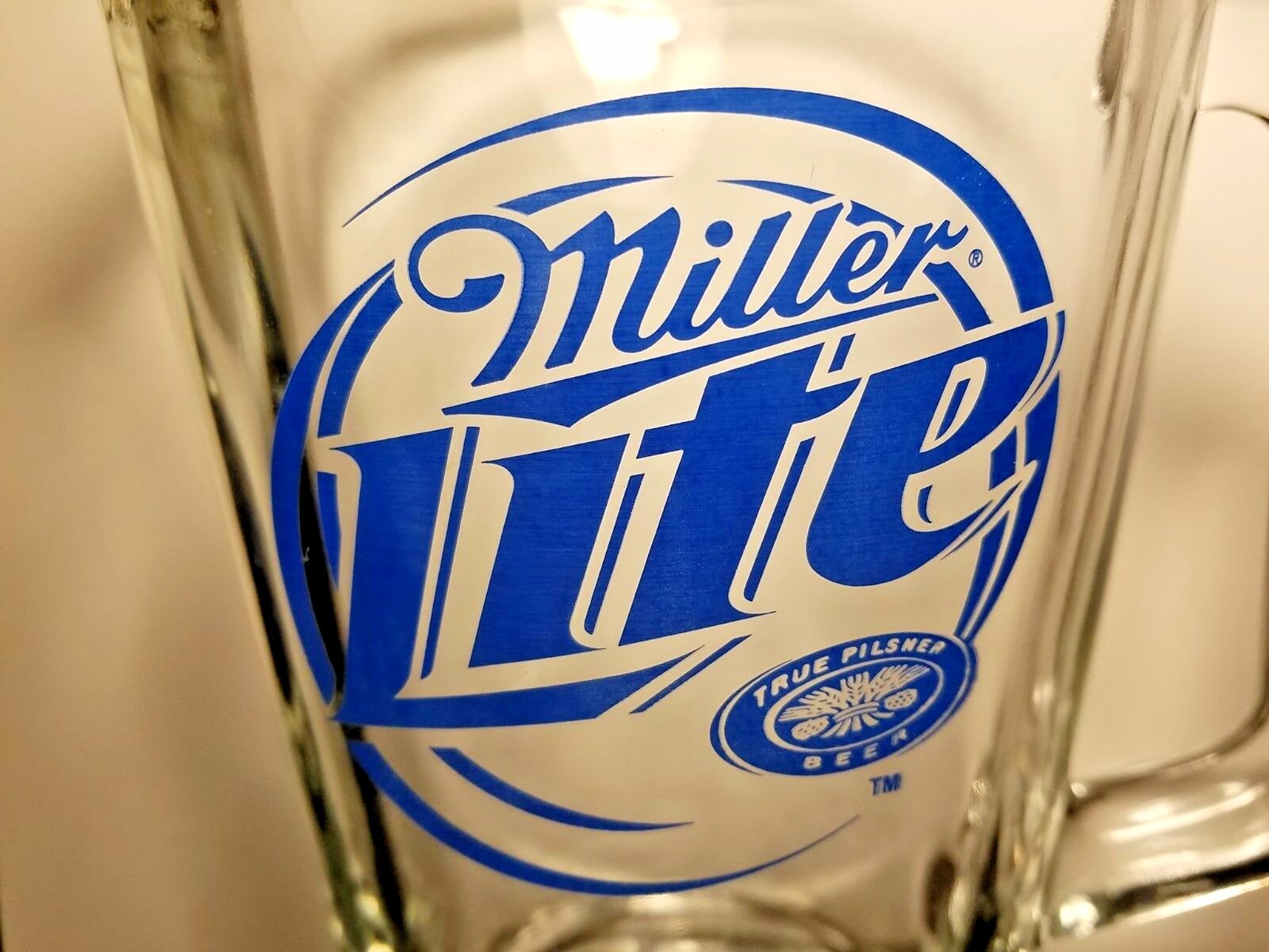 Miller Lite Thick Glass Draft Beer Pitcher W/ Handle Advertising Breweriana 9