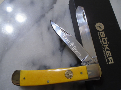 Boker Tree Brand Germany Trapper 2 Blade Pocket Knife Yellow Bone 110731 HC