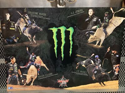 RARE PBR Pro Bull Riders  MONSTER ENERGY ~ New Old Stock Poster Advertising Sign