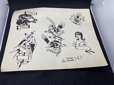 Vintage 1976 Picture Machine Spaulding Rogers Tattoo Flash Sheet