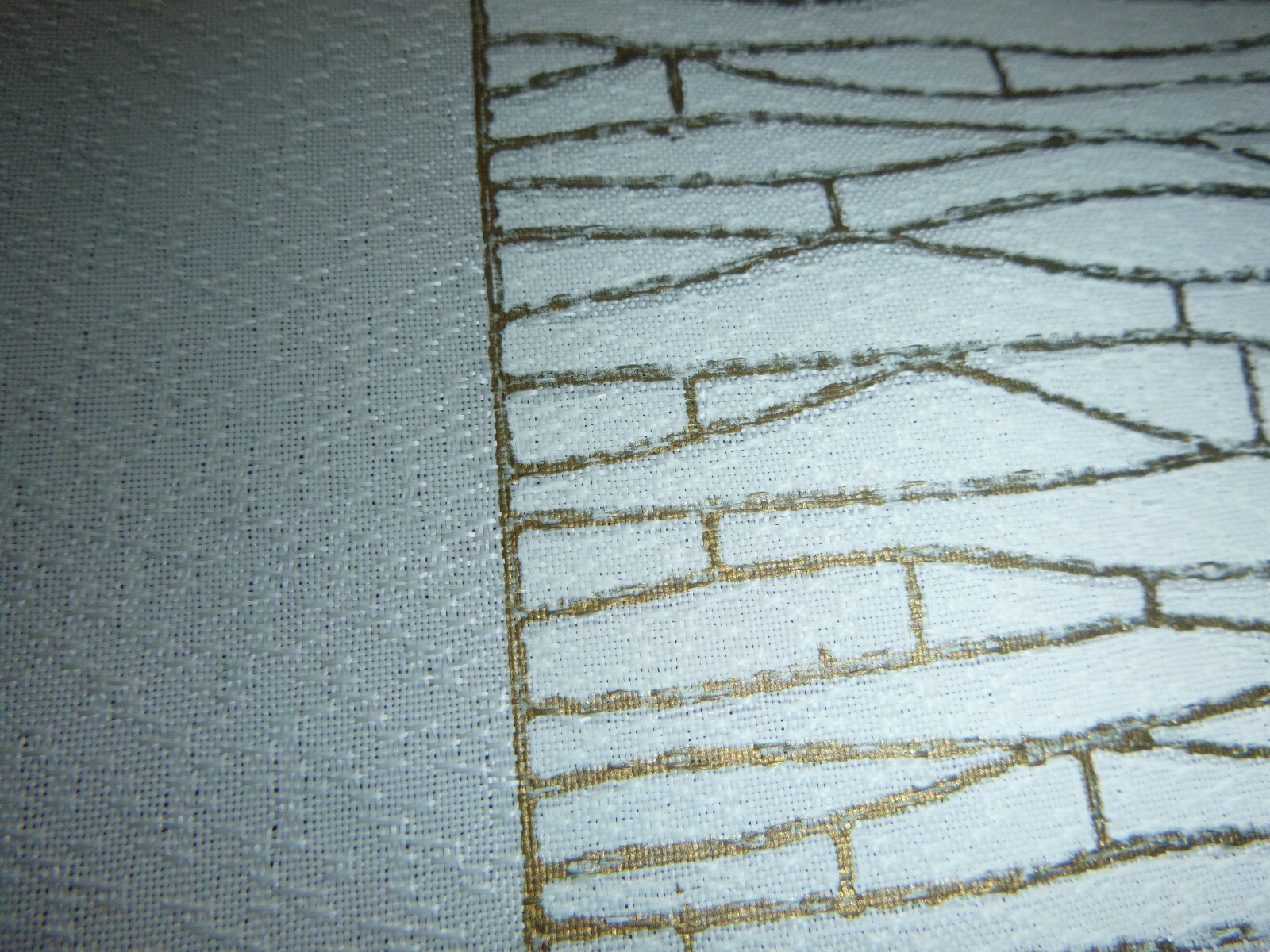 Vtg MCM Pinch Pleat Curtain Panel Synthetic Fabric Aqua Gold 43x80 CUTTER #1