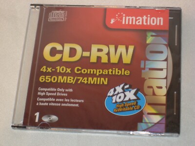 Imation CD_RW 4x-10X Compatible 650MB/74MIN Rewritable CD New