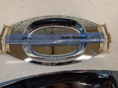 Vintage Kromex Serving Tray Lot of 2 Silver And Gold