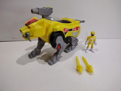 Imaginext MMPR Power Rangers Yellow Sabertooth Tiger Zord w. Ranger & Missile