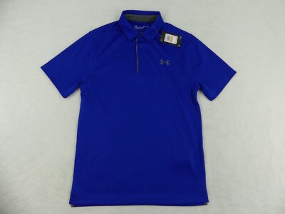Under Armour Shirt Mens Small Loose Fit Blue Tech Polo Short Sleeve
