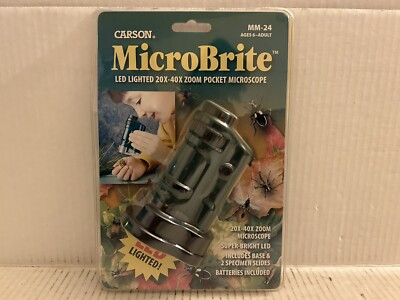 CARSON MicroBrite LED Lighted 20X40X Zoom Pocket Microscope MM-24 (2007)