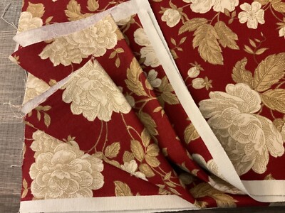 Floral Fabric Home Collection By Madison Ave Design 28  by 56   Brick Red Beige