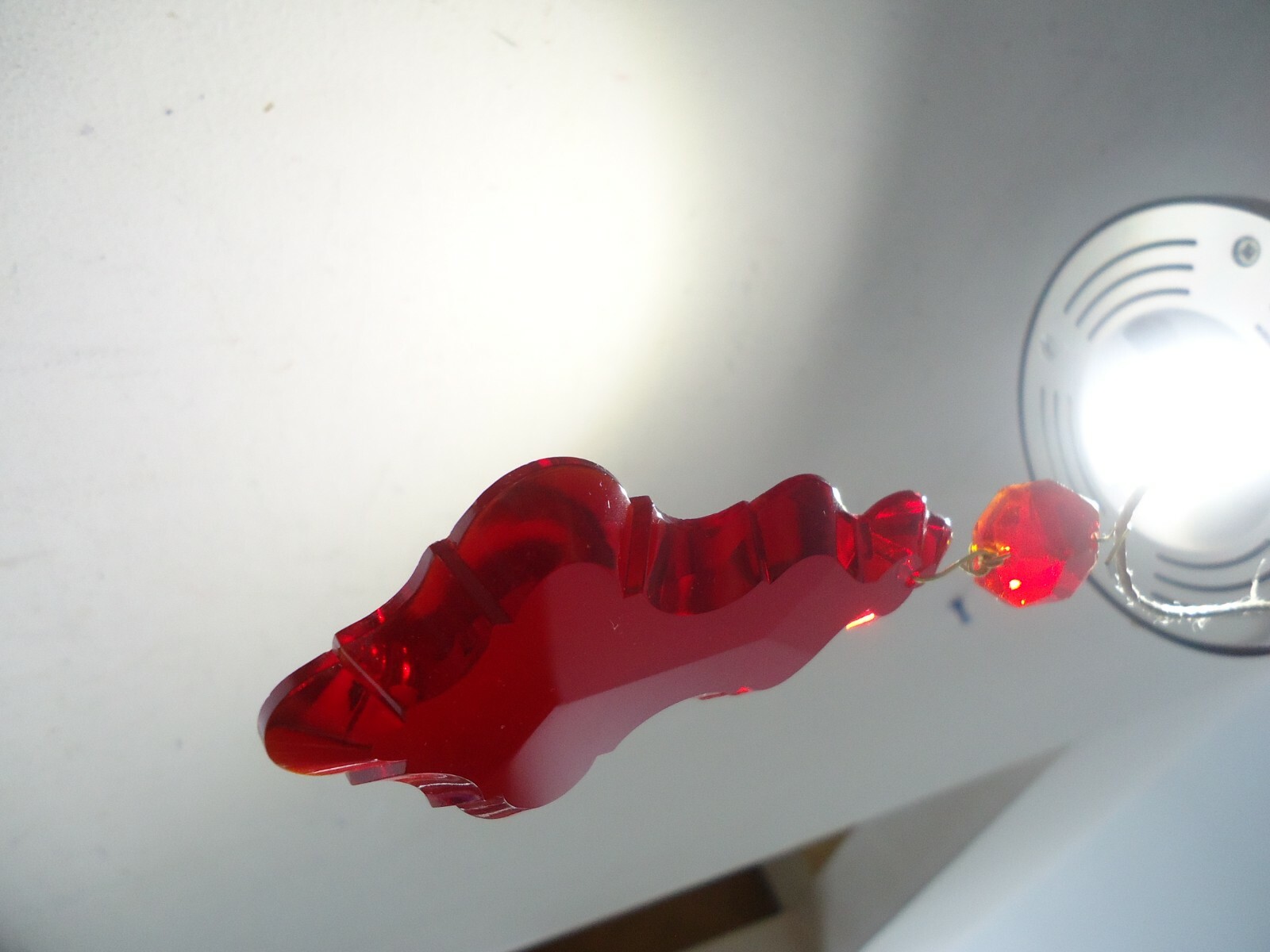 VINTAGE NOS RED FRENCH PENDALOGUE GLASS CHANDELIER CRYSTAL PRISM LAMP PART 50MM