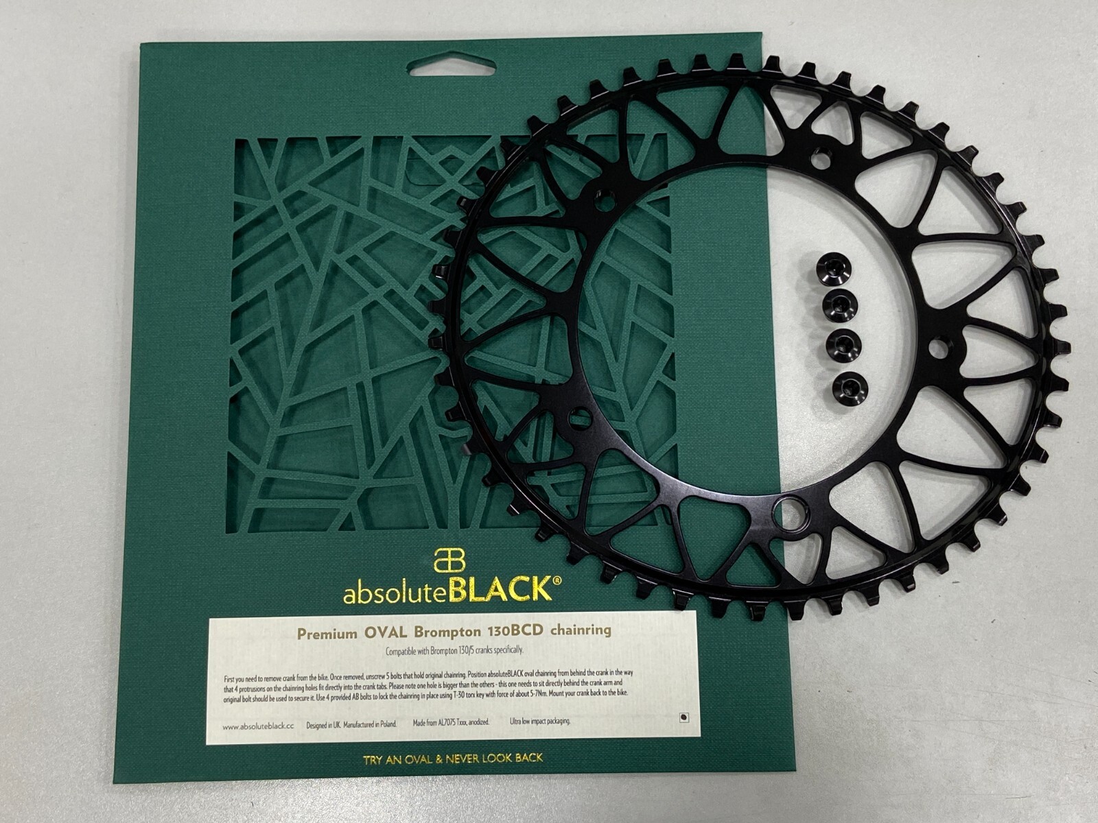 パーツ absoluteBLACK OVAL Brompton 130BCD absoluteBLACK | Brompton Oval chainrings 130bcd