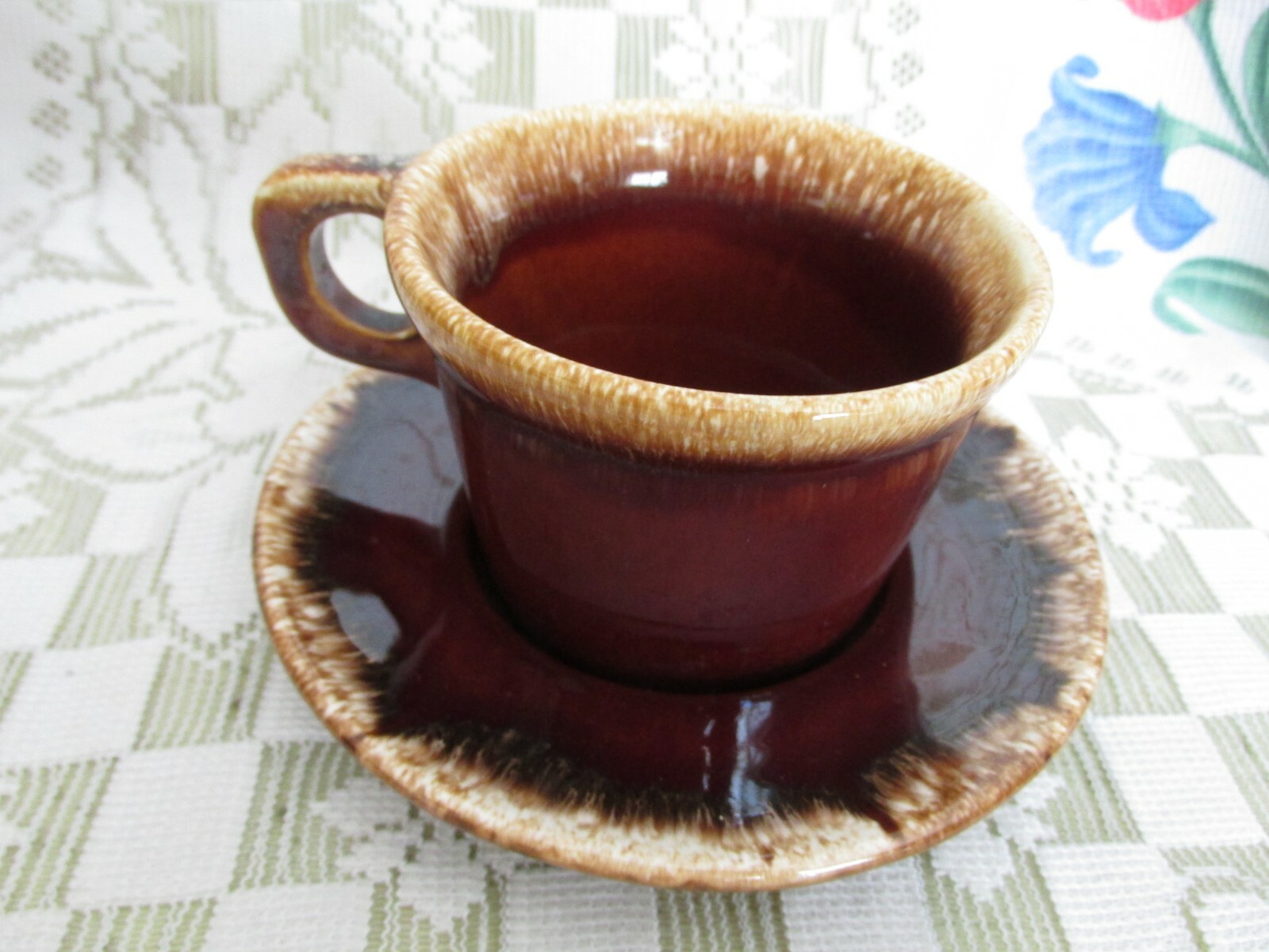 Vintage Hull Crestline Brown Drip Coffee Cup and Saucer