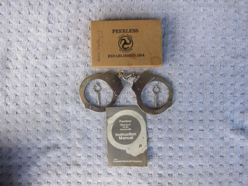 Vintage Peerless Handcuffs  2 Keys,Box & Book PAT 1531451-1872857 excellent