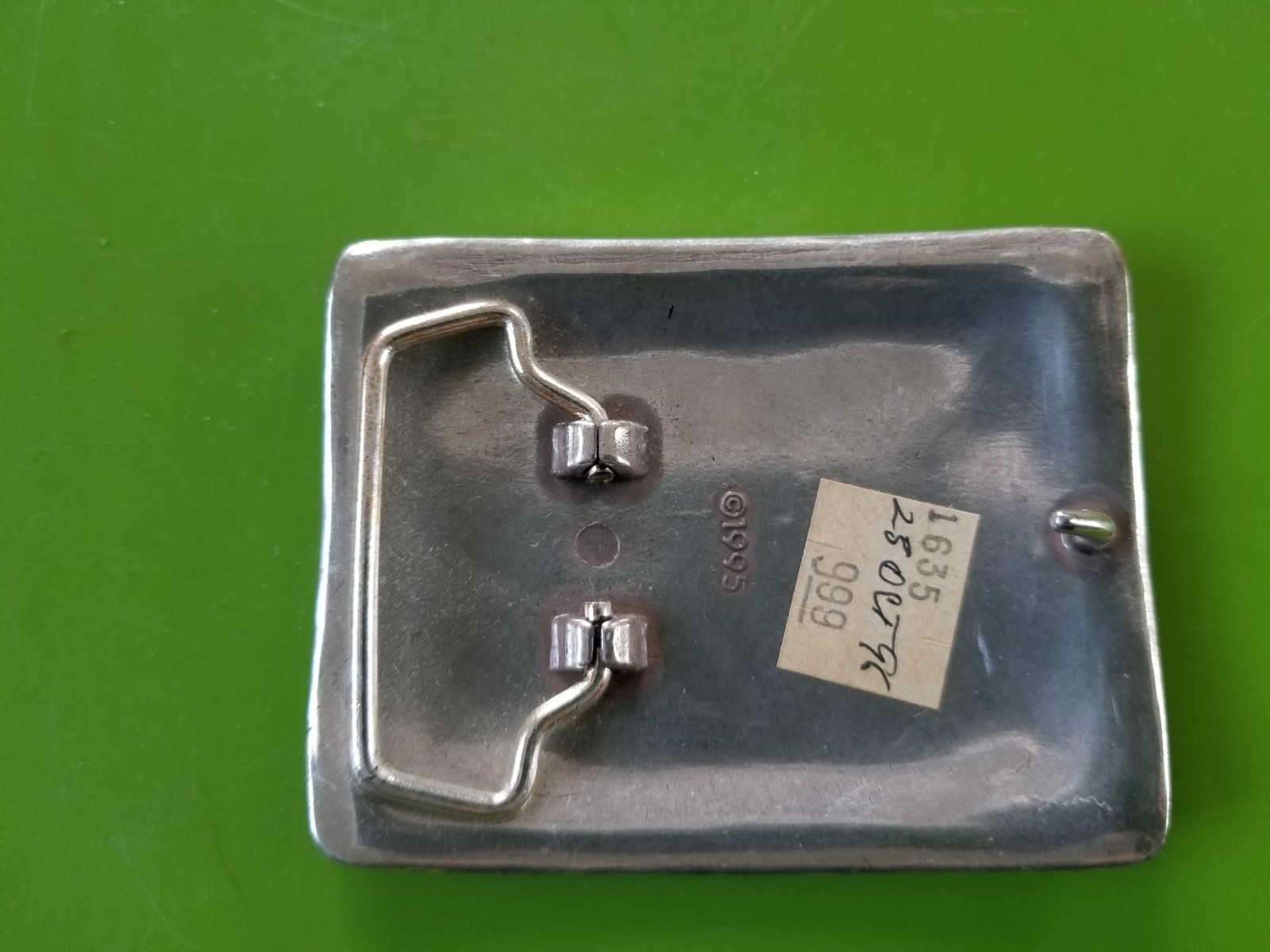 Vintage 1995 Floral Design Belt Buckle Center Flower Scrollwork Silvertone