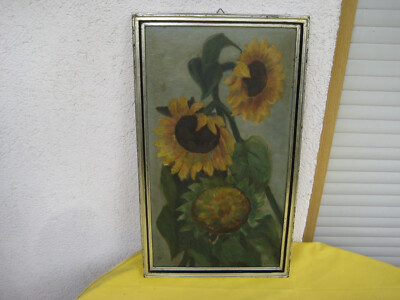 Ölgemälde Blumen Stillleben / Sonnenblumen mit Monogramm A.M. aus Sammlung