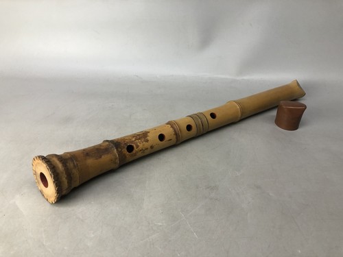 玳瑁標本 Y8431 SHAKUHACHI Bamboo flute Kinko style joint signed Japan
