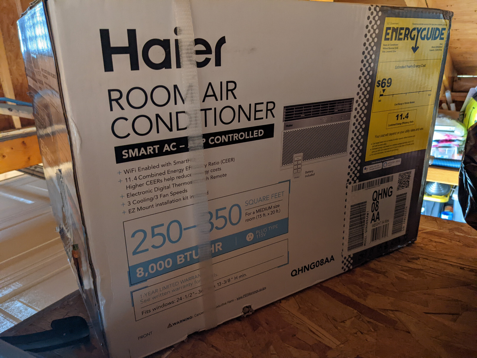 Haier QHNG08AA 8000 BTU 115 Volts 3 Fan Speeds Room Smart Air Conditioner