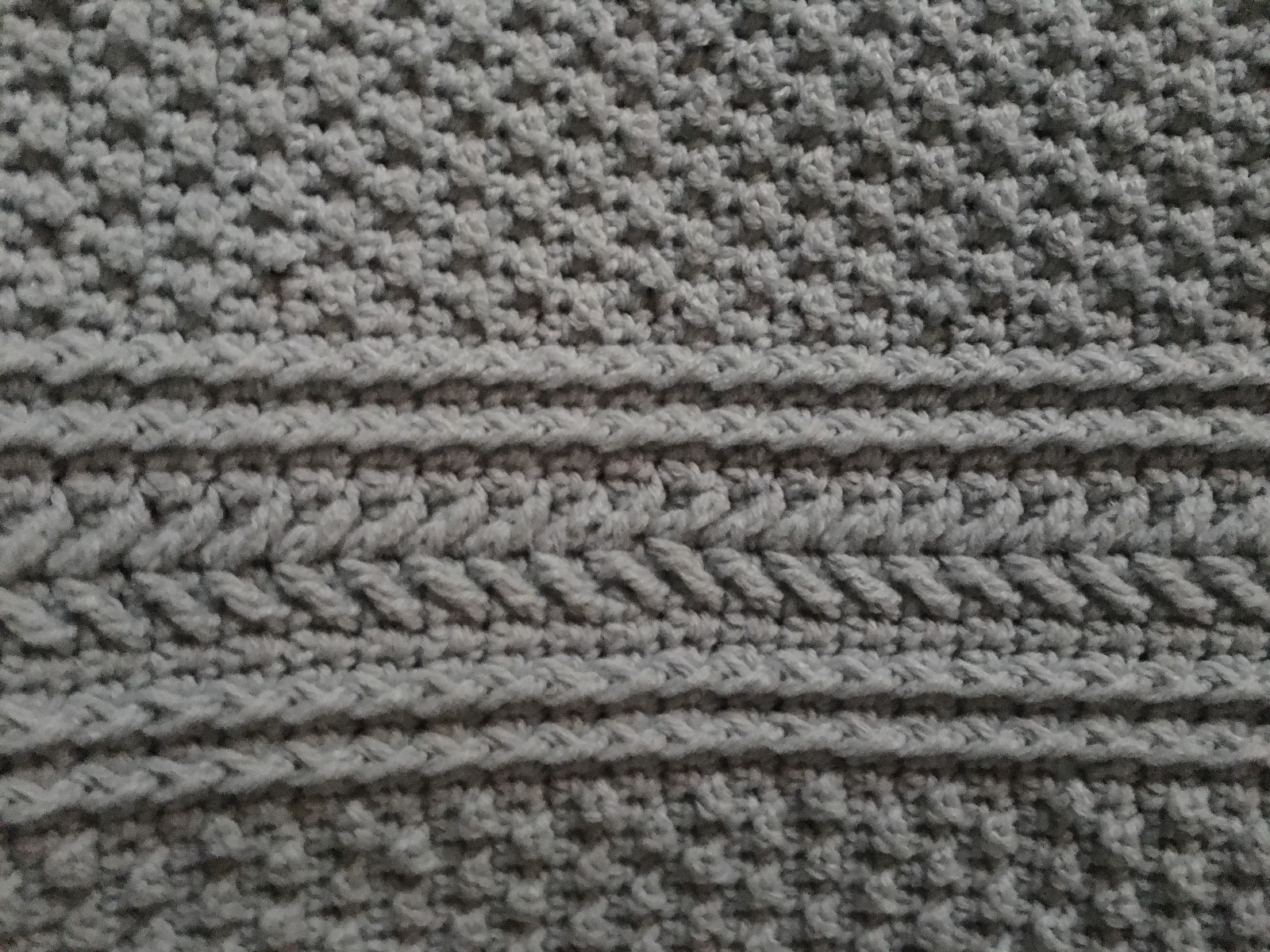 Hand Crocheted Vintage Afghan: Williamsburg Blue, Multi-Stitch Pattern, 44x60